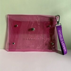 Sandro Paris Pink Clear PVC Clutch with Wrist Strap